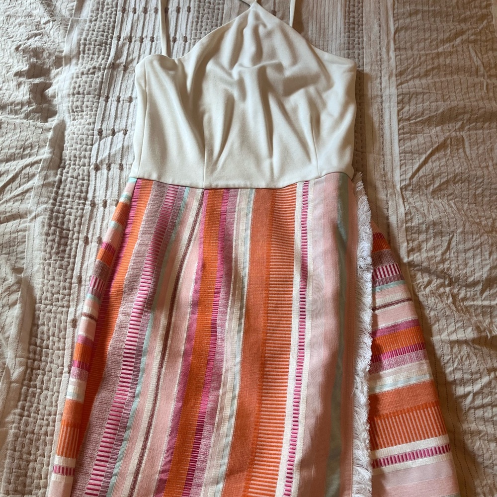 Anthropologie White and Multicolor Striped Dress
